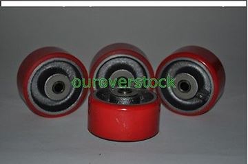 Picture of 4" x 2" Polyurethane on Cast Iron Roller Bearing Wheel - SET OF 4 (#111920810802)